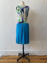 Vintage Emilio Pucci Floral Silk Jersey Knit Dress S