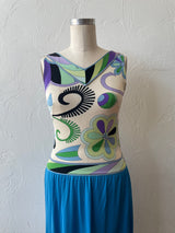 Vintage Emilio Pucci Floral Silk Jersey Knit Dress S