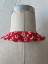 Vintage 1970s Red and White Floral Halter Maxi Dress S/M