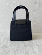 Vintage Bvlgari Black Nylon and Leather Shoulder Bag
