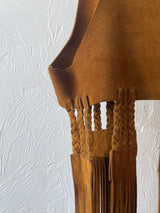 Vintage Made in Spain Suede Fringe Vest S