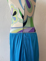 Vintage Emilio Pucci Floral Silk Jersey Knit Dress S