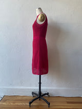 Vintage Missoni Red Textured Knit Midi Dress