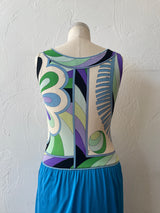 Vintage Emilio Pucci Floral Silk Jersey Knit Dress S