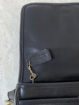 Vintage 80s Coach Black Leather Saddle Pouch Handbag