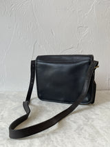 Vintage 80s Coach Black Leather Saddle Pouch Handbag