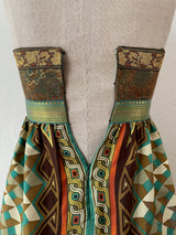 Vintage Nicole Miller Silk Brocade Strapless Mini Dress in Brown/Gold/Teal XS - We Thieves
