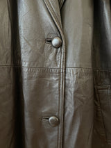 Vintage Carol Little Brown Leather & Animal Print Fur Cape Coat Large - We Thieves