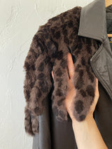 Vintage Carol Little Brown Leather & Animal Print Fur Cape Coat Large - We Thieves