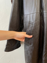 Vintage Carol Little Brown Leather & Animal Print Fur Cape Coat Large - We Thieves