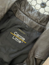 Vintage Carol Little Brown Leather & Animal Print Fur Cape Coat Large - We Thieves