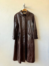 Vintage Oscar De La Renta for Lily Rubin Long Leather Coat M