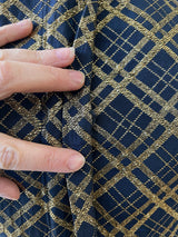 Vintage 50s/60s Navy & Gold Lurex Plaid Sheath Dress S