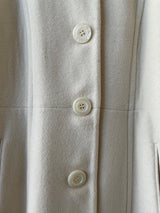 Vintage Albert Nipon White Wool & Faux Fur Collar Coat M