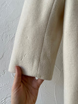 Vintage Albert Nipon White Wool & Faux Fur Collar Coat M