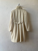 Vintage Albert Nipon White Wool & Faux Fur Collar Coat M