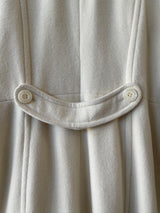 Vintage Albert Nipon White Wool & Faux Fur Collar Coat M