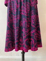 Vintage 1960s Bessi Italian Designer Navy & Hot Pink Silk Jersey Dress M - We Thieves