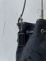 Vintage Coach Signature Black Logo Jacquard Bucket Bag - We Thieves