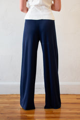 Vintage Oscar De La Renta Navy Slinky Belted Pant L/XL - We Thieves
