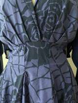 Vintage Alberta Ferretti Indigo/Purple Dual Fabric Rose Print Midi Dress M