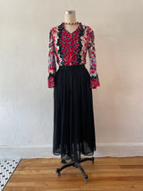 1960s Flower Power Blouse M