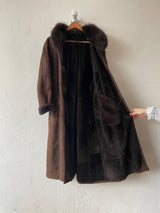Vintage 80s Werner Christ German Leather Suede & Fox Fur Winter Coat M - We Thieves