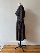 Vintage 1960s Black Lace Cocktail Dress with Pink Base M