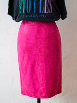 Vintage Emanuel Ungaro Pink Snake Print Leather Skirt M/L - We Thieves