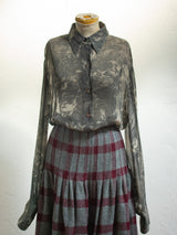 Vintage Linda Allard Ellen Tracy Sheer Grey Floral Blouse Large - We Thieves
