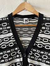 Vintage Missoni Black & White Woven Cotton/Linen Blend Cardigan S