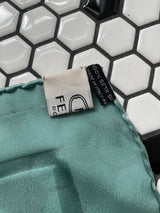Vintage Fendi Aqua Blue Embossed Rose Print Silk Scarf AS-IS - We Thieves