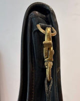 Vintage 90s Coach Black Leather Companion Flap Handbag