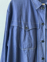 Vintage Contrast Stitch Indigo Blue European Workwear Jacket XL