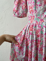 Vintage 80s Laura Ashley Pink Floral Cotton Maxi Dress XS/S - We Thieves