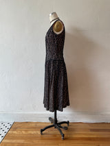 Vintage 1960s Black Lace Cocktail Dress with Pink Base M