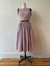 Vintage 1960s Black White and Red Wheel Print Dress - We Thieves
