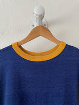 Vintage 1970s Blue and Yellow Thrashed Ringer T-Shirt S/M - We Thieves