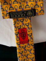 Vintage Gucci Yellow Silk Horsebit Neck Tie - We Thieves