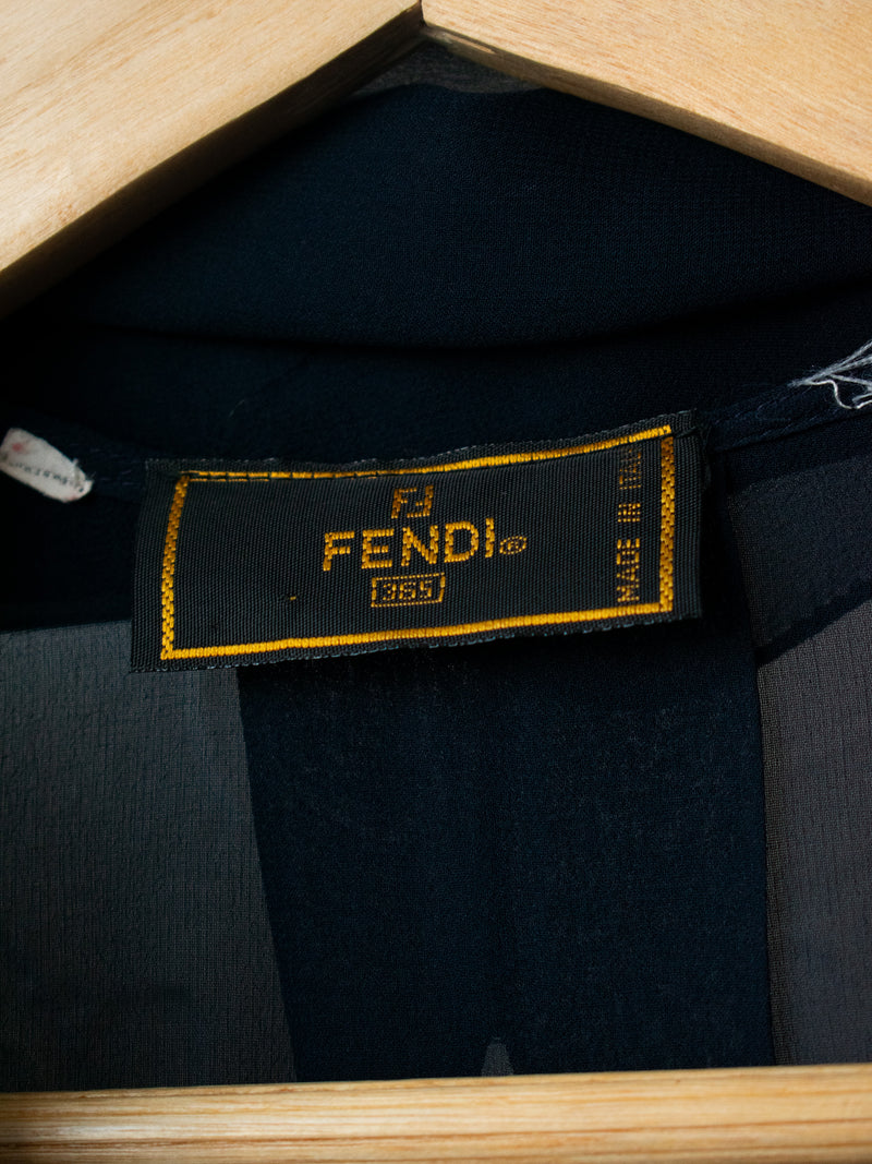 Vintage Fendi Navy Sheer Button Down L - We Thieves
