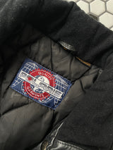 Vintage Polaris Black Leather Racing Jacket with Quilted Lining S
