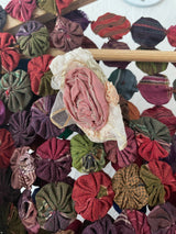 Vintage Thai Silk Yoyo Quilt Top L - We Thieves