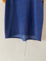 Vintage 1970s Blue and Yellow Thrashed Ringer T-Shirt S/M - We Thieves