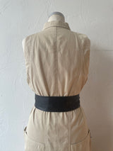 Vintage Utilitarian Beige Cotton Mermaid Hem Dress L - We Thieves