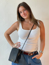 Vintage 1980s Coach Black Leather Dinky Handbag