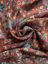 Vintage Ralph Lauren Maroon Tapestry Inspired Woven Scarf - We Thieves