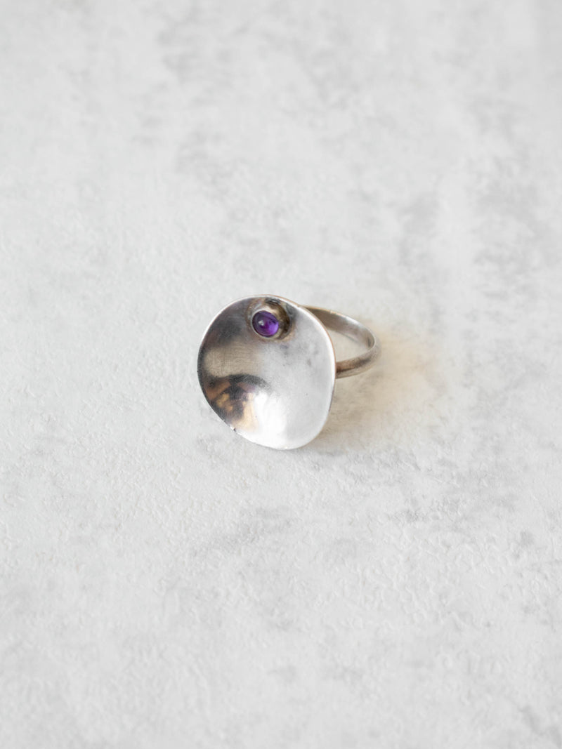 Vintage Modernist Sterling Silver Ring with Amethyst - We Thieves