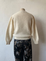 Vintage Novelty Cream Sweater with Pom Poms S - We Thieves