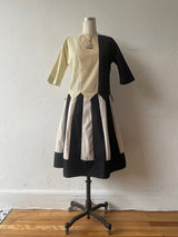 Vintage 60s Cream/Beige/Black Cotton Blouse with Dagger Hem S - We Thieves