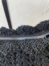 Vintage 1950s Black Crochet Handbag with Twisted Lucite Handle - We Thieves